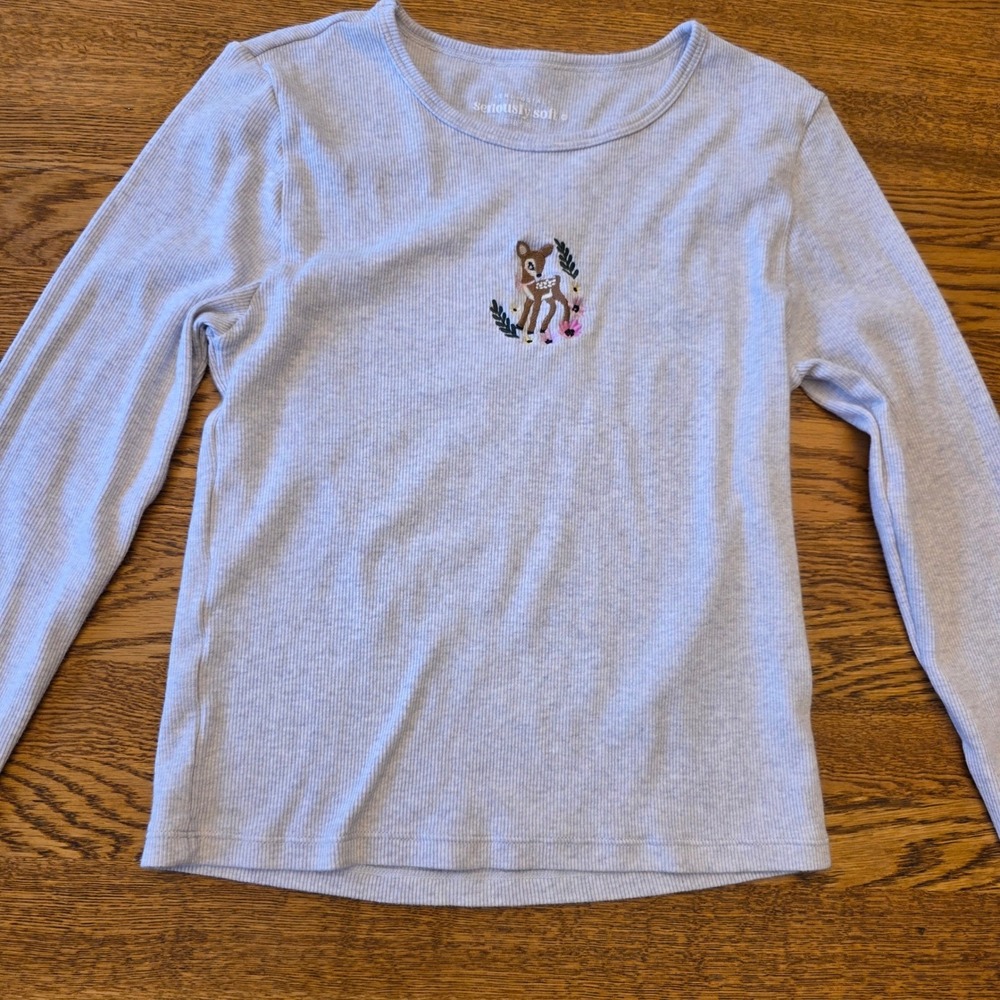 Aeropostle Womens L Seriously Soft Baby Tee Gray Long Sleeve Embroidery Top Boho